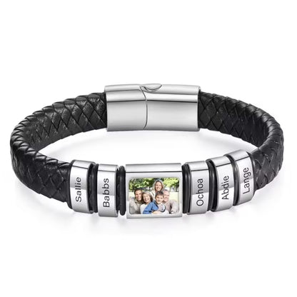 Herren Armband mit Gravur Namen + Eigenes Bild