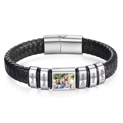 Lederarmband mit Gravur-Elementen und eigenem Foto