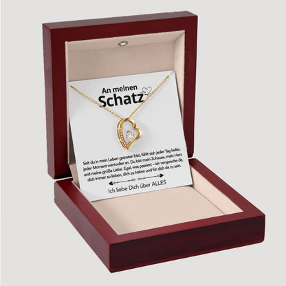 An meinen Schatz – Herzanhänger in 14k Weißgold / 18k Gelbgold Veredelung