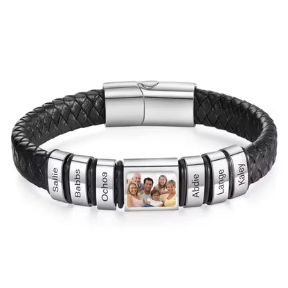 Herren Armband mit Gravur Namen + Eigenes Bild