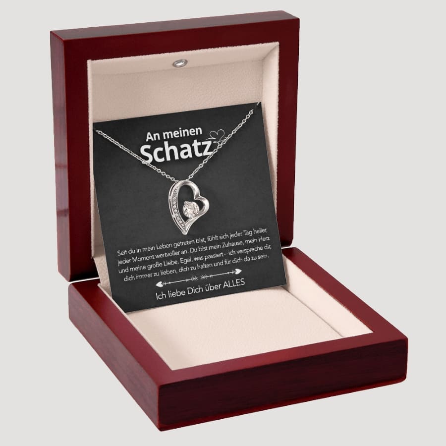 An meinen Schatz – Herzanhänger in 14k Weißgold / 18k Gelbgold Veredelung