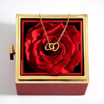 RosenHerz Gravur – Ewige Rose & Doppelherz-Gravurschmuck im Set