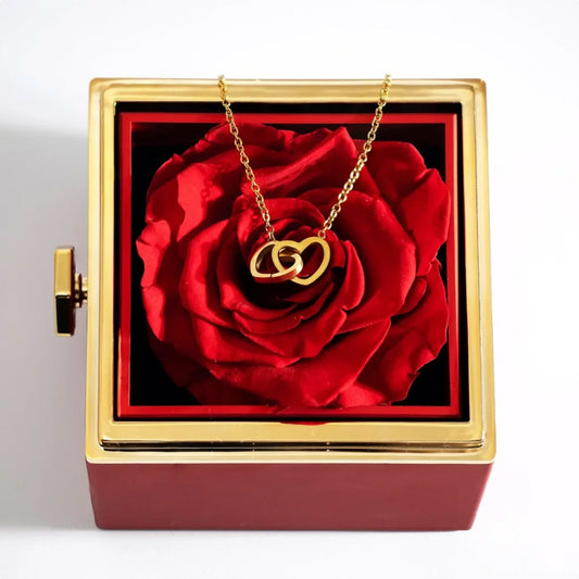 RosenHerz Gravur – Ewige Rose & Doppelherz-Gravurschmuck im Set