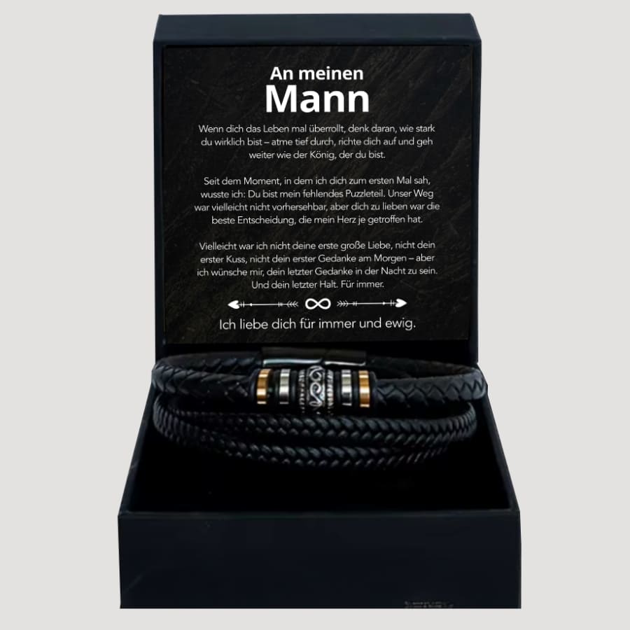An meinen Mann - Herren Lederarmband mit liebevoller Botschaft