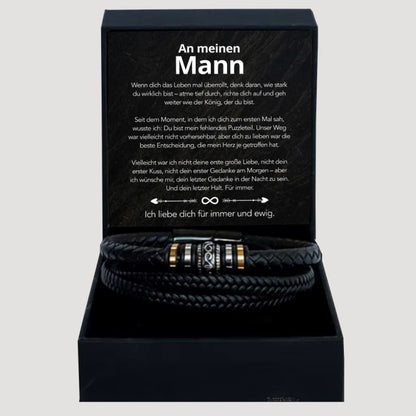 An meinen Mann - Herren Lederarmband mit liebevoller Botschaft