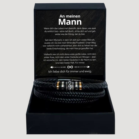 An meinen Mann - Herren Lederarmband mit liebevoller Botschaft