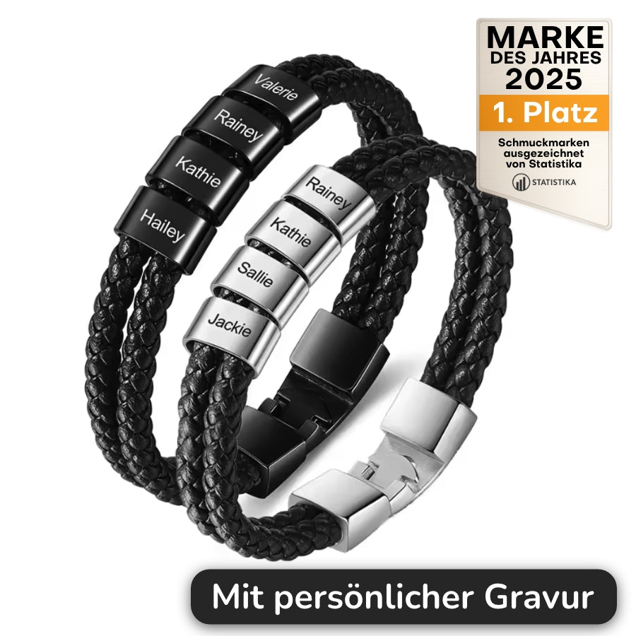 Herren Armband mit Gravur Namen - Edles Leder