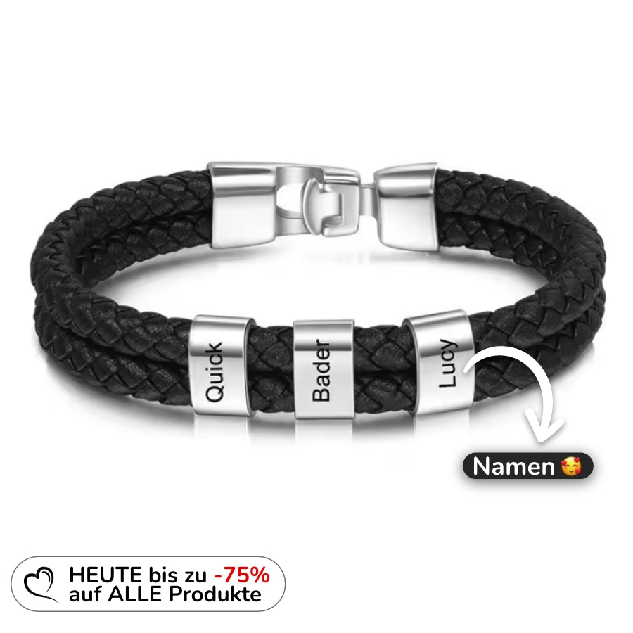 Herren Armband mit Gravur Namen - Edles Leder