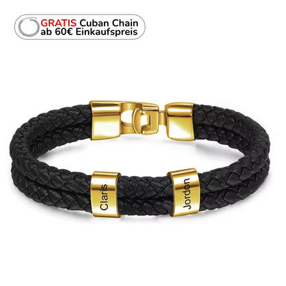 Herren Armband mit Gravur Namen - Edles Leder