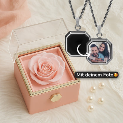 Personalisierte Thermo-Kette mit eigenem Foto in ewiger Rosenbox
