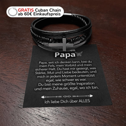 An meinen Papa - Herren Kreuz Armband mit Notiz