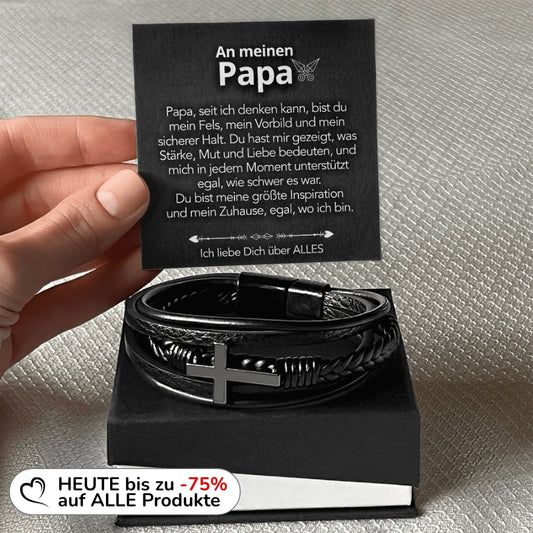 An meinen Papa - Herren Kreuz Armband mit Notiz