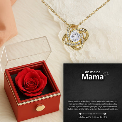 An meine Mama - Ewige Rose mit Knoten-Halskette & liebevoller Karte