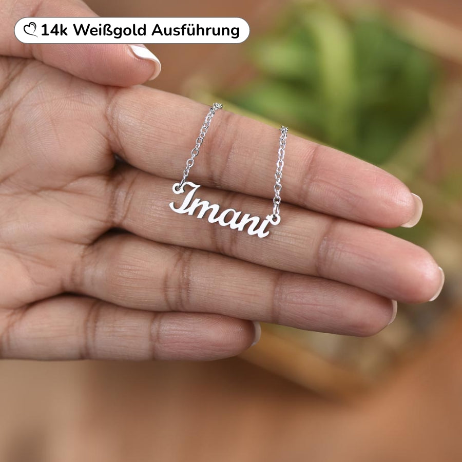 An meine Enkelin - Namenskette mit liebevoller Notiz
