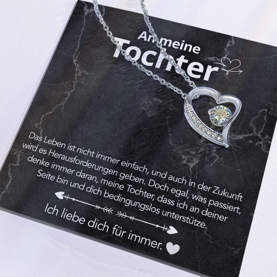 An meine Tochter – Herzanhänger in 14k Weißgold / 18k Gelbgold Veredelung