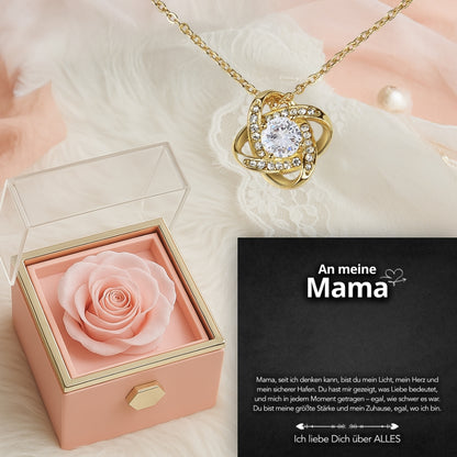 An meine Mama - Ewige Rose mit Knoten-Halskette & liebevoller Karte