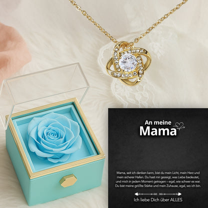 An meine Mama - Ewige Rose mit Knoten-Halskette & liebevoller Karte