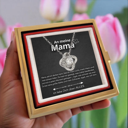 An meine Mama - Ewige Rose mit Knoten-Halskette & liebevoller Karte