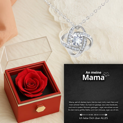 An meine Mama - Ewige Rose mit Knoten-Halskette & liebevoller Karte