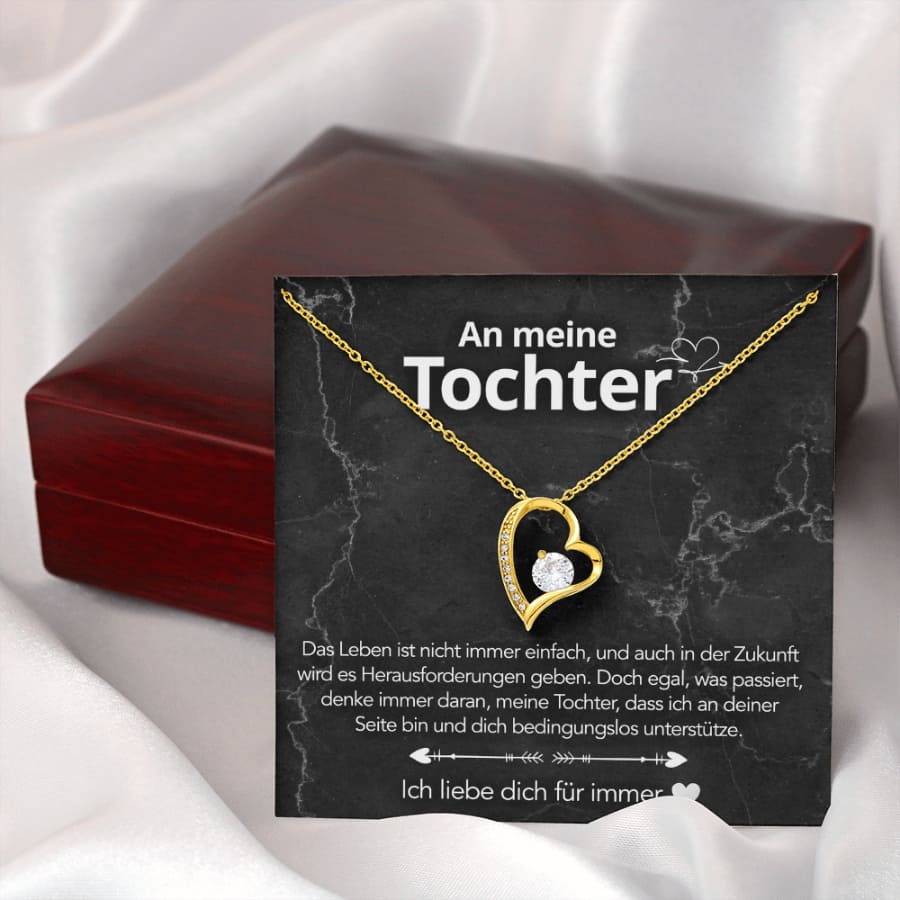 An meine Tochter – Herzanhänger in 14k Weißgold / 18k Gelbgold Veredelung