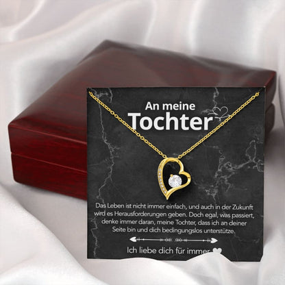 An meine Tochter – Herzanhänger in 14k Weißgold / 18k Gelbgold Veredelung