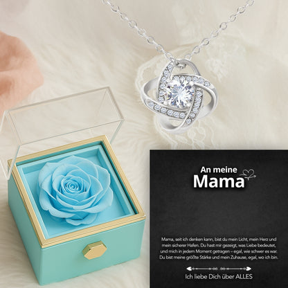 An meine Mama - Ewige Rose mit Knoten-Halskette & liebevoller Karte