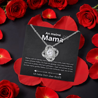 An meine Mama - Ewige Rose mit Knoten-Halskette & liebevoller Karte