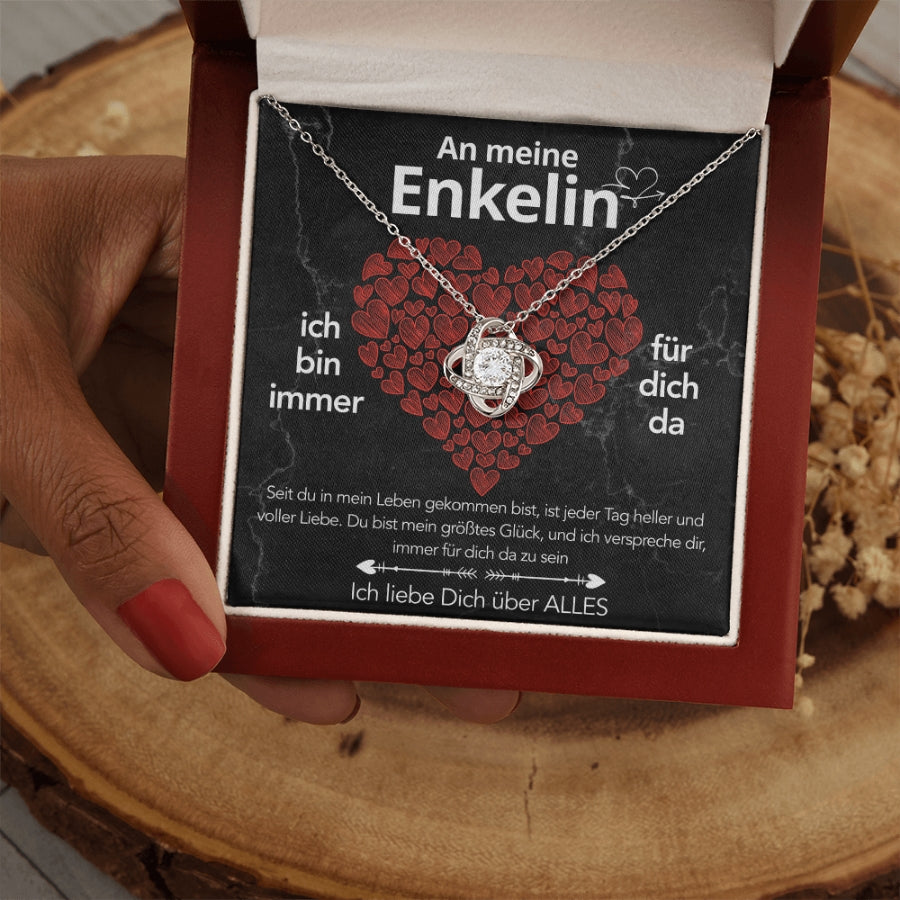 An meine Enkelin - Knotenhalskette mit liebevoller Notiz