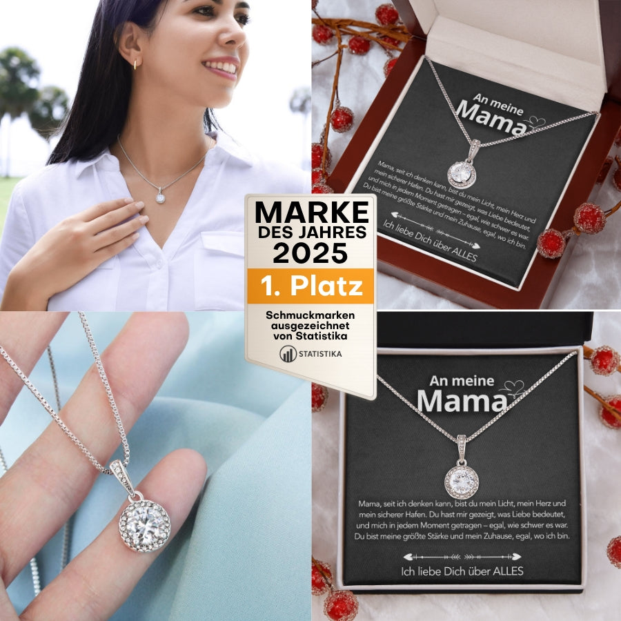 An meine Mama – Halskette in 14k Weißgold Veredelung