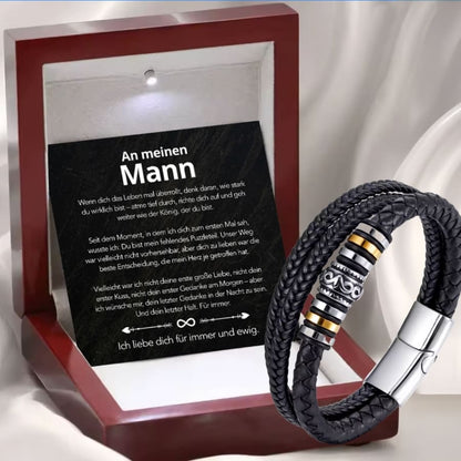 An meinen Mann - Herren Lederarmband mit liebevoller Botschaft
