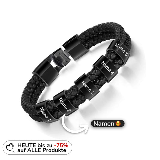 Herren Armband mit Gravur Namen - Edles Leder