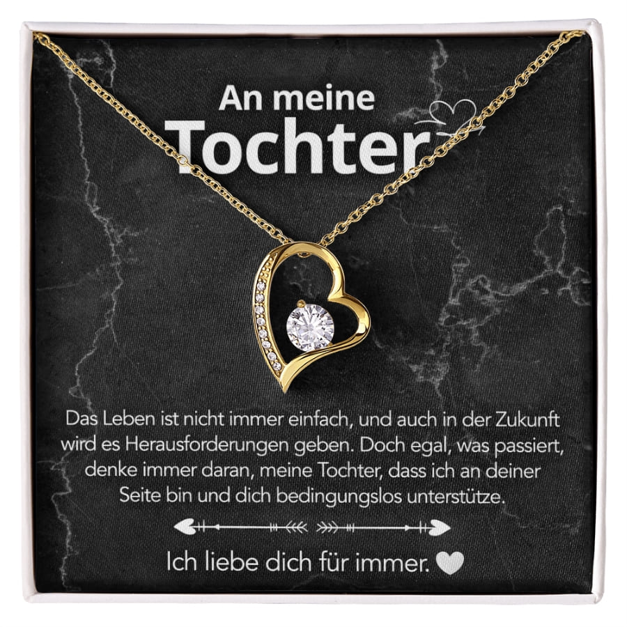 An meine Tochter – Herzanhänger in 14k Weißgold / 18k Gelbgold Veredelung