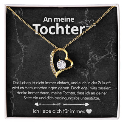 An meine Tochter – Herzanhänger in 14k Weißgold / 18k Gelbgold Veredelung