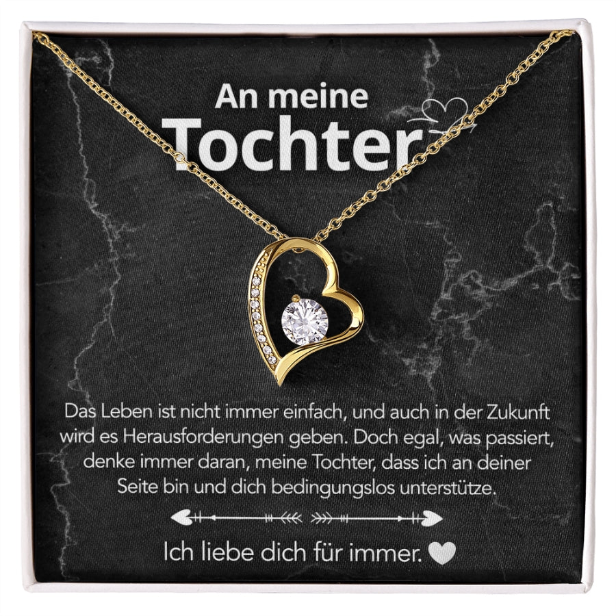 An meine Tochter – Herzanhänger in 14k Weißgold / 18k Gelbgold Veredelung