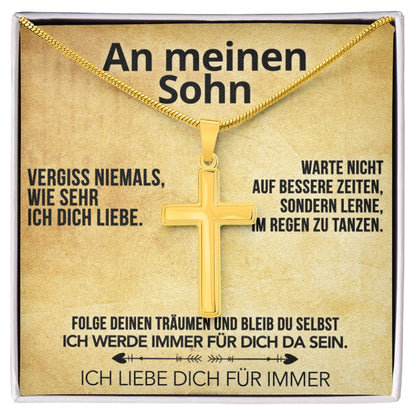 An meinen Sohn - Kreuzhalskette mit liebevoller Notiz