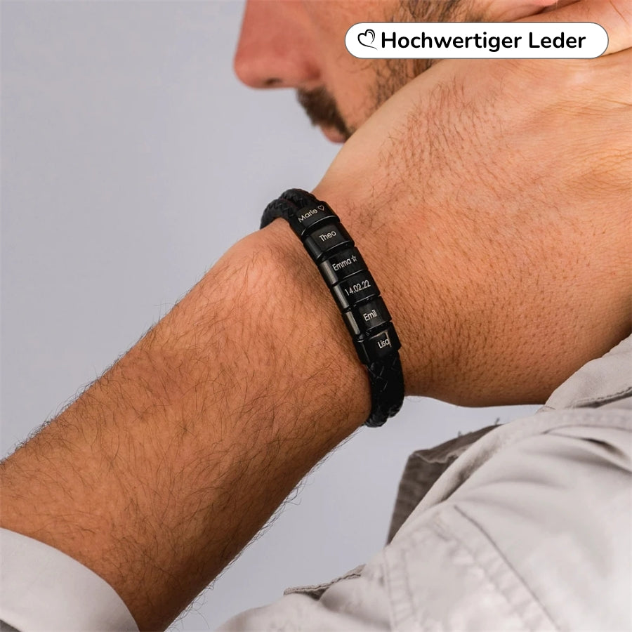 Lederarmband mit Gravur Namen und Magnetverschluss