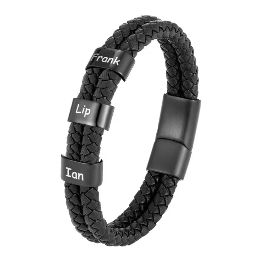 Lederarmband mit Gravur Namen und Magnetverschluss