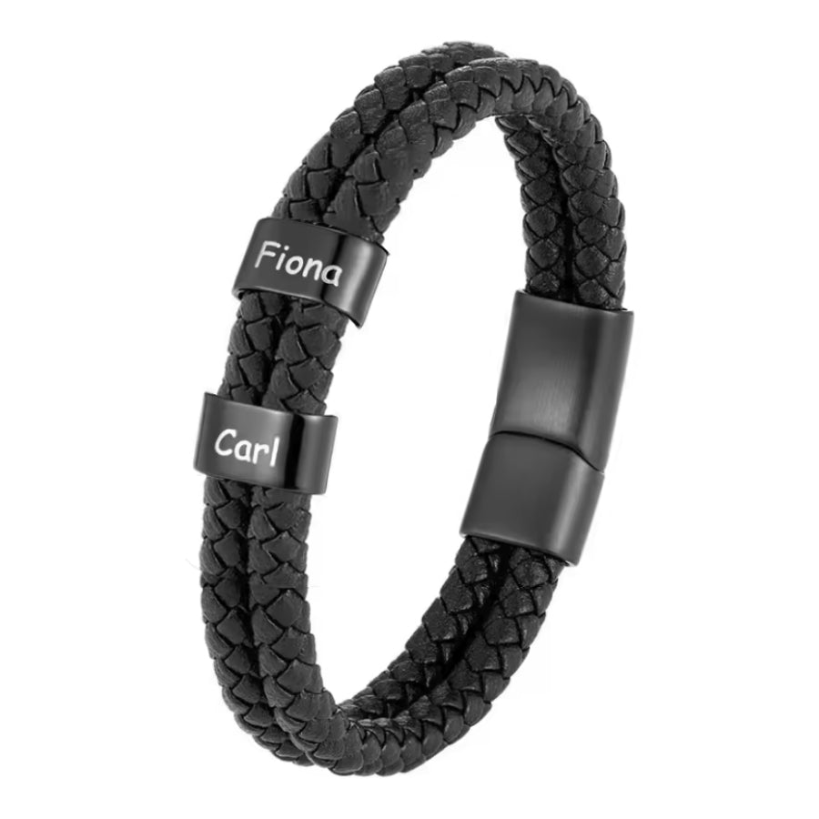 Lederarmband mit Gravur Namen und Magnetverschluss