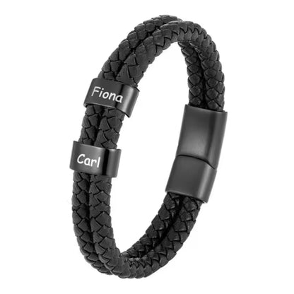 Lederarmband mit Gravur Namen und Magnetverschluss