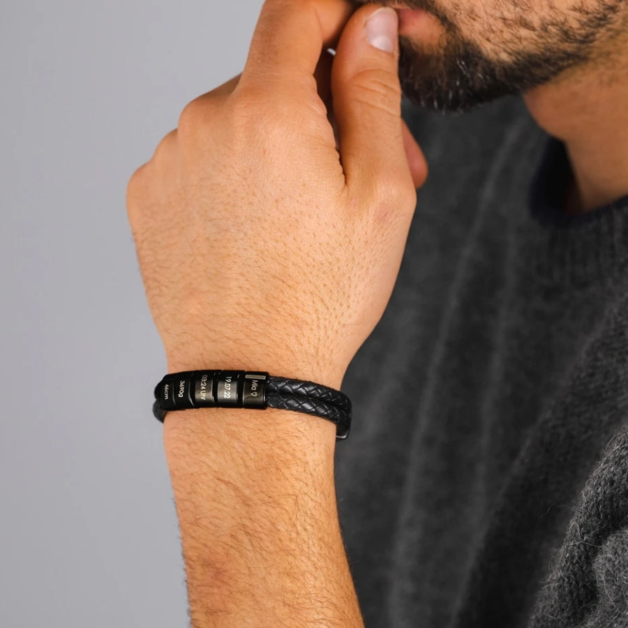 Lederarmband mit Gravur Namen und Magnetverschluss