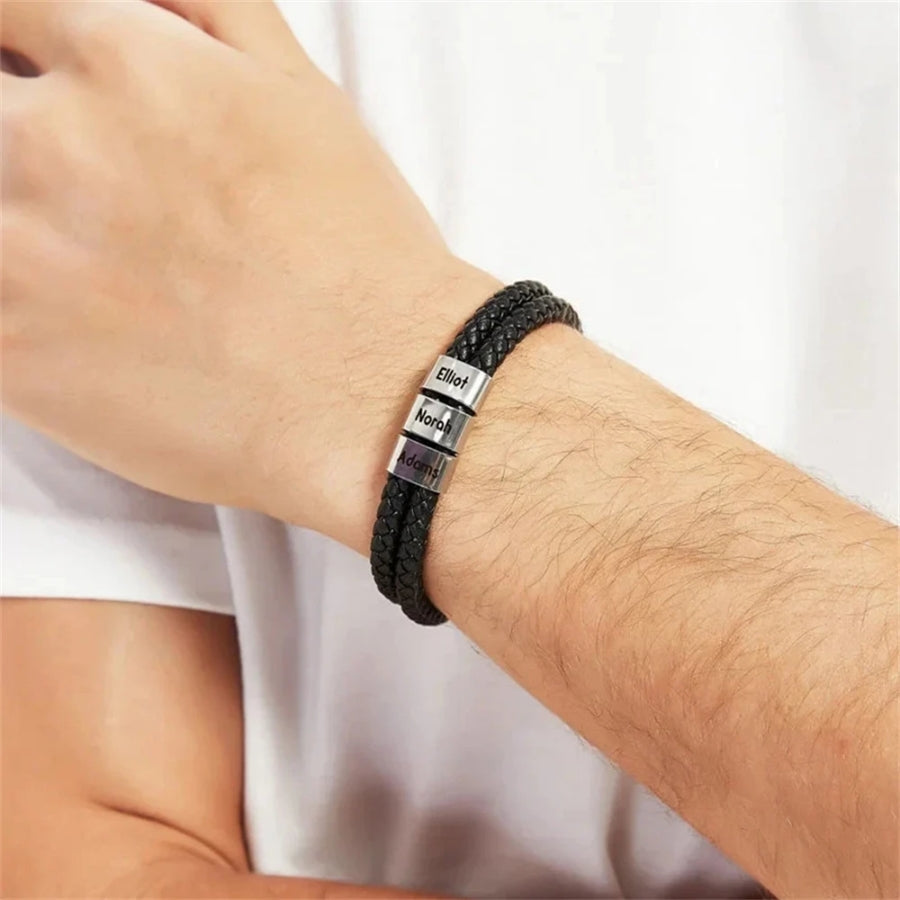 Lederarmband mit Gravur Namen und Magnetverschluss