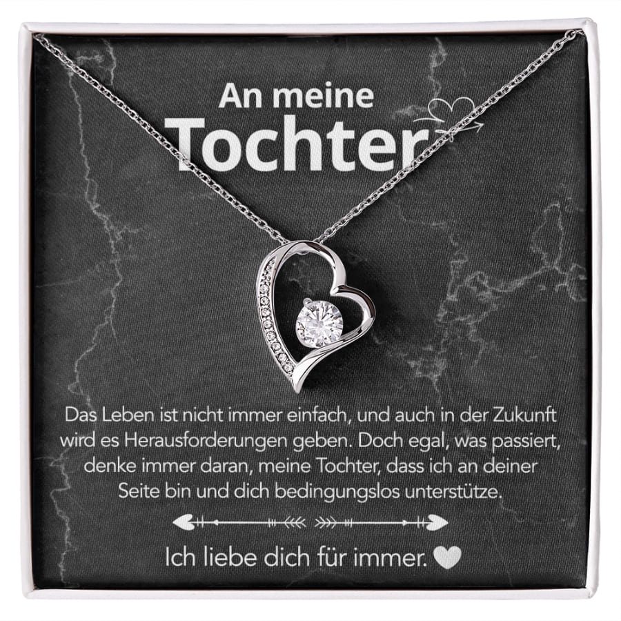 An meine Tochter – Herzanhänger in 14k Weißgold / 18k Gelbgold Veredelung