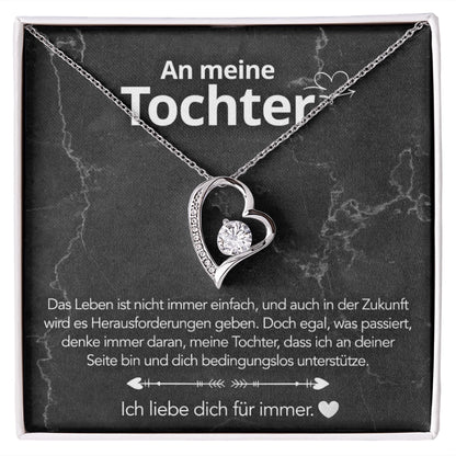 An meine Tochter – Herzanhänger in 14k Weißgold / 18k Gelbgold Veredelung
