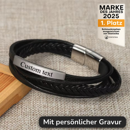Geflochtenes Lederarmband mit Gravur-Element