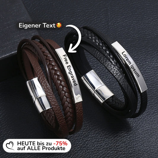 Geflochtenes Lederarmband mit Gravur-Element
