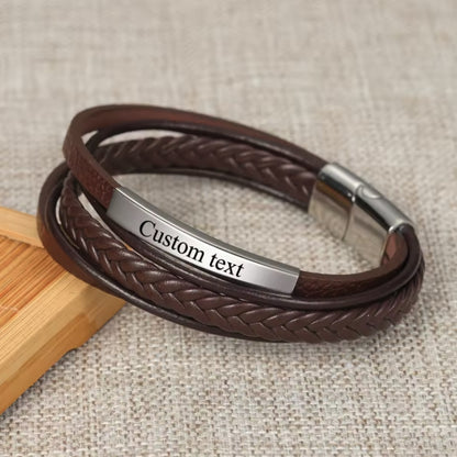 Geflochtenes Lederarmband mit Gravur-Element