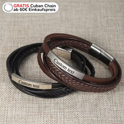 Geflochtenes Lederarmband mit Gravur-Element
