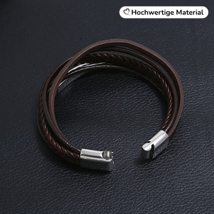 Geflochtenes Lederarmband mit Gravur-Element