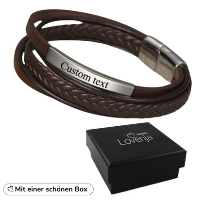 Geflochtenes Lederarmband mit Gravur-Element