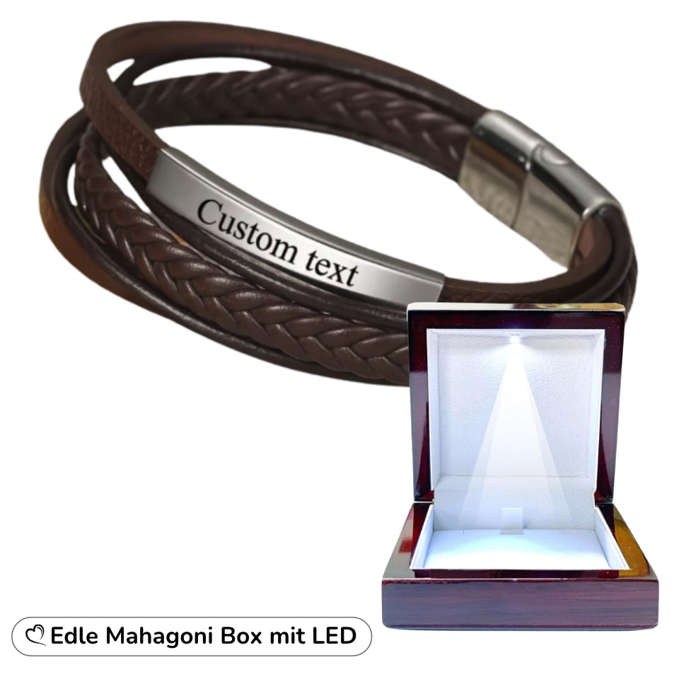 Geflochtenes Lederarmband mit Gravur-Element